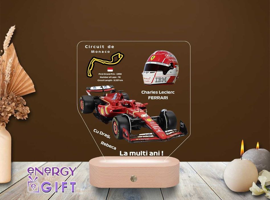 Lampa Led Personalizata – Formula 1 Ferrari – Charles Leclerc