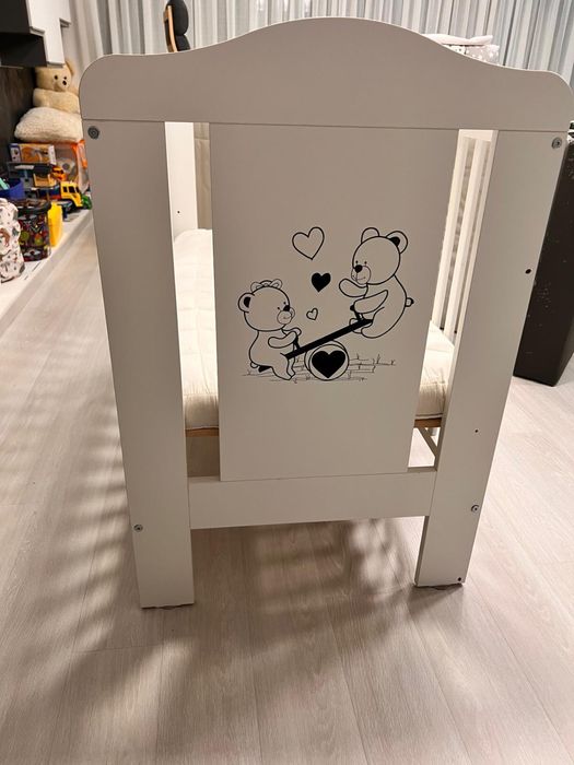 Patut lemn bebe cu saltea de cocos