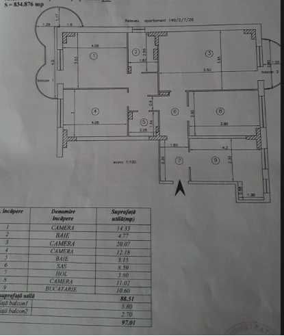 Vand apartament 1987 4 camere 100 mp Rondu Vechi DECOMANDAT etaj inter