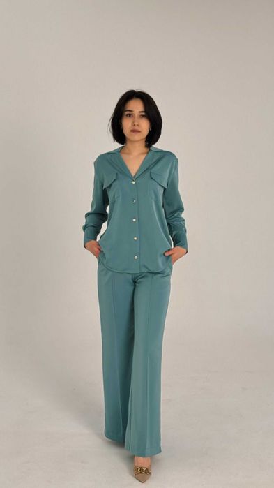 Костюм женский, шелковый FelivAro, брючный, Турция