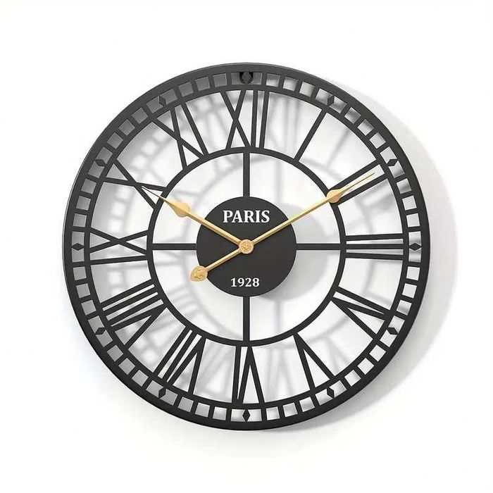 Декоративен стенен часовник - Метал, Безшумен, 40см