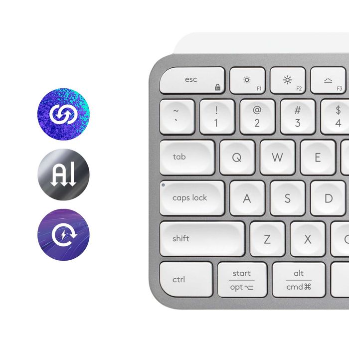 Клавиатура Logitech - MX Keys S, безжична, Pale grey - Неразпечатвана