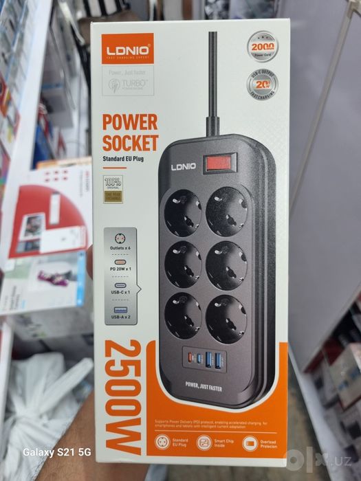 LDNIO SC6208 — Сетевой фильтр с быстрой зарядкой 2500W