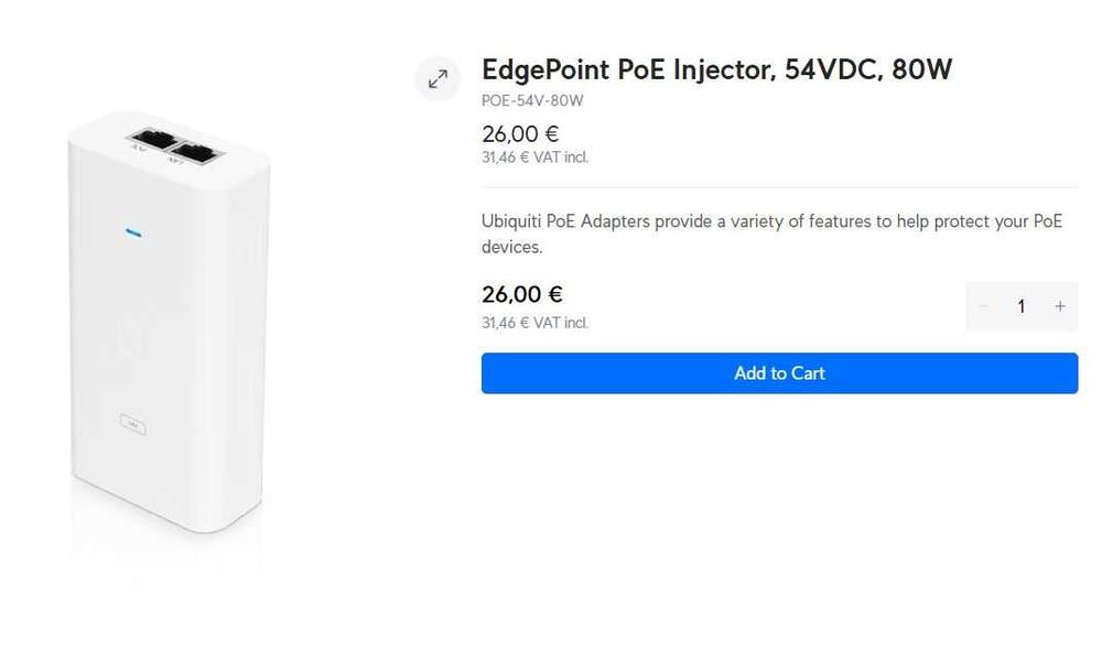 Injectoare Ubiquiti POE++ 80/60w 1/10Gbps noi