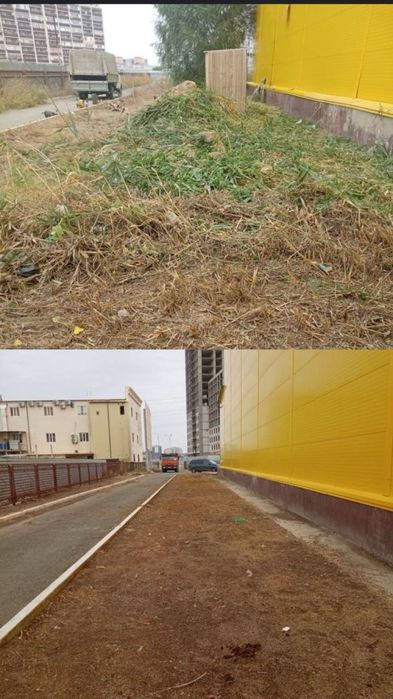 Уборка участка, рабочие, бригада робочих