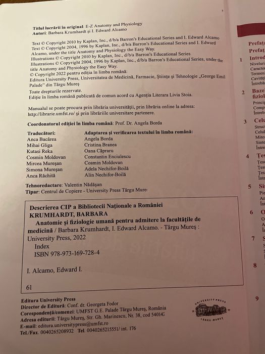 Manual baron S anatomie și fiziologie pentru admitere la facultăți