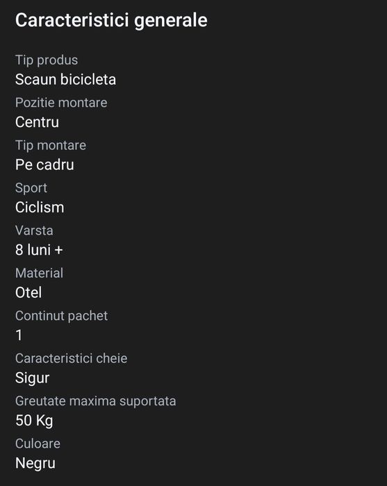 Scaun de copil pentru bicicletă