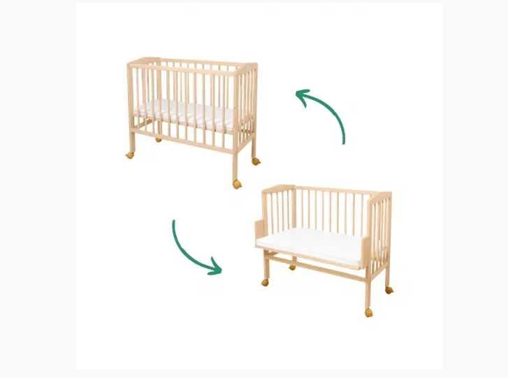 Детско Странично Легло 2в1 Next to Me Матрак  Аксесоари C77  Натурален