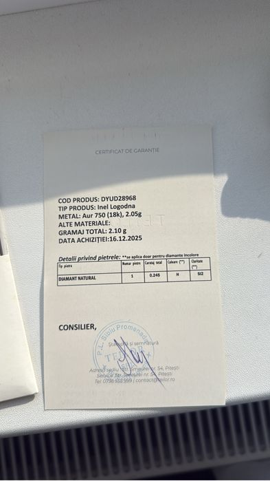 Inel de logodna,aur 18k,diamant natural