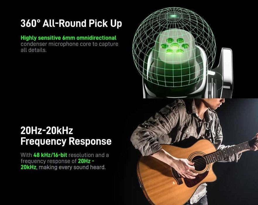 Безжичен микрофон с AI шумопотискане - USB-C порт, чисто нов