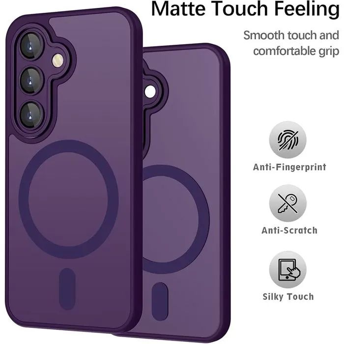 Матов magsafe кейс за samsung galaxy s26+ plus - лилав - със защита на
