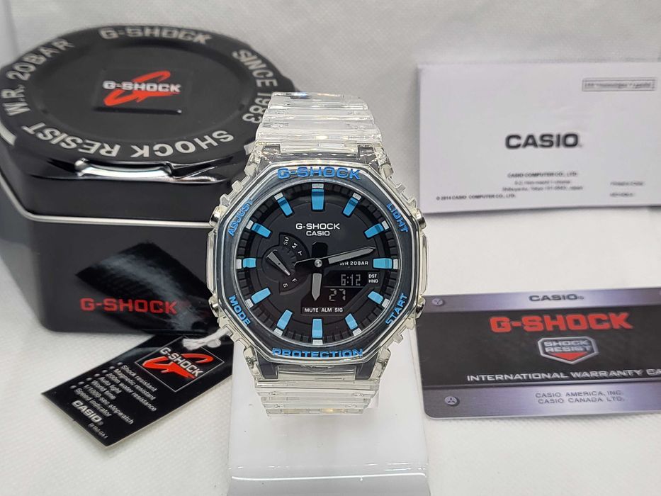 Ceas Sport Casio g shock ga 2100 Casioak terra Skeleton tiffany  blue , Nou,Garantie 2 ani