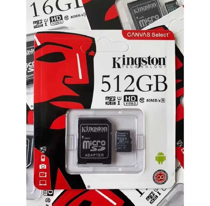 SD memory карта памет Kingston 512GB плюс SD адаптер с възможност за доставка до Speedy автомат само за 1,54 евро
