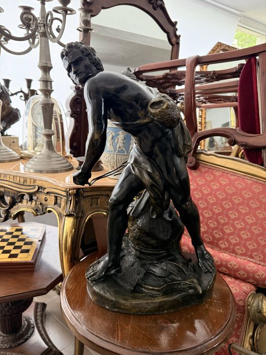 Statueta David si Goliat Sculptura Bronz Masiv Mare