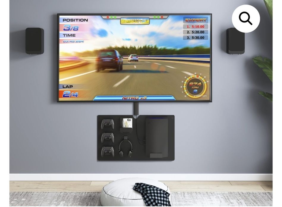 Стенен рафт за съхранение на контролери и слушалки за игрови конзоли