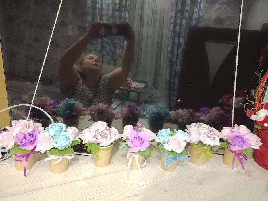 Мини букетики из мыльных роз