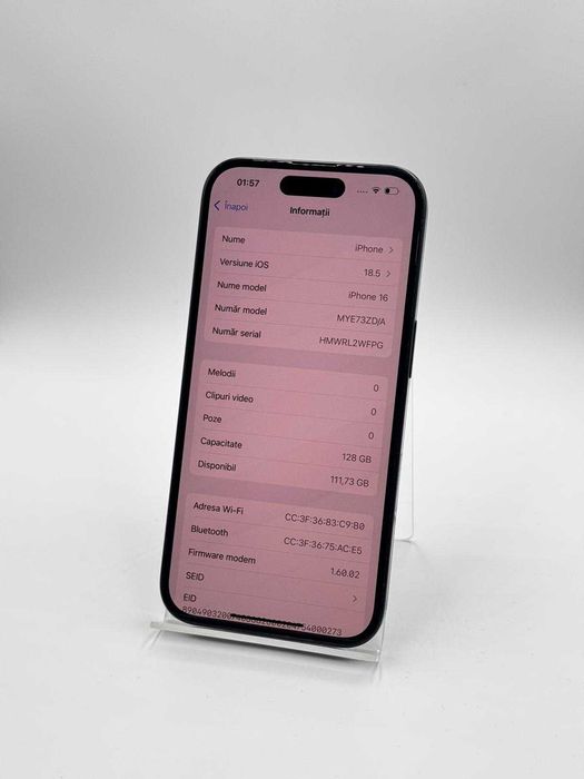 Iphone 16 / 128 GB 100% BAT / Factura / Garantie #50775