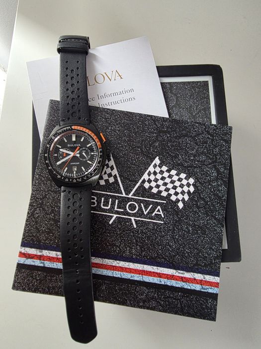 Bulova Racer Chronograph 98B428,stare buna,curea piele neagra