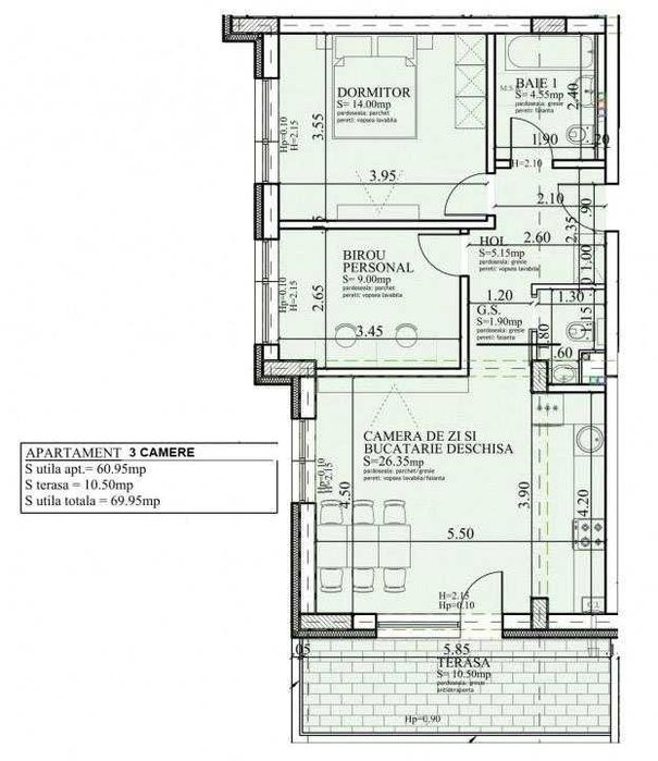 Proprietar, 3 camere NOU, 2 bai, Titan Pallady, Finalizat, etaj intermediar, 72mp, Gura Ariesului