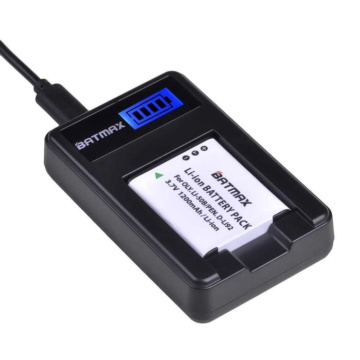 Set 2 acumulatori Li-50B D-LI92 + incarcator Olympus / Pentax