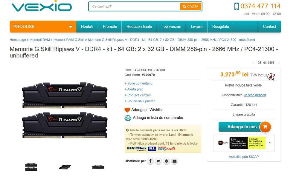 Vand KIT ram DDR4 gskill ripjaws 64 GB