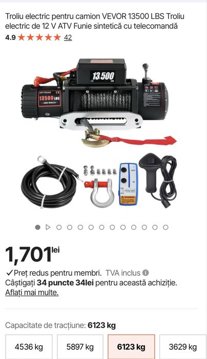 Troliu auto  6 t 13500 lbs