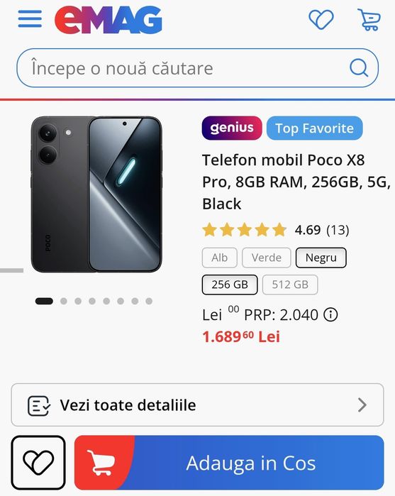 XIAOMI Poco X8 Pro 5G Black 8/256 GB ca nou, fullbox !