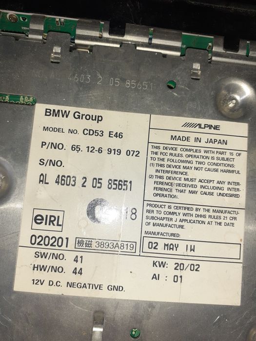 Vând Radio Casetofon BMW E46 ALPINE