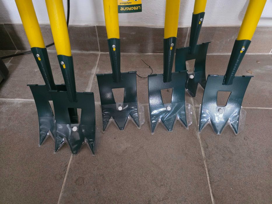 Sapă Leborgne, Naturovert Trident, ecologică și ergonomică, verde, mâner extra-lung de 150 cm