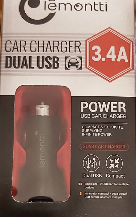 Încărcător / charger auto Rapid, Lemontti, Dual USB, 3.4A, Negru