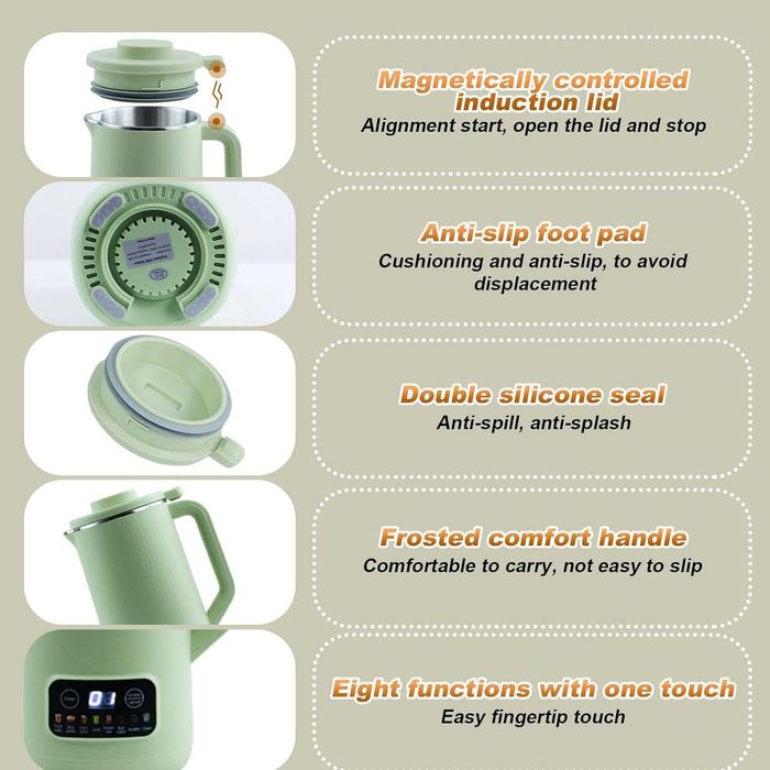 REDUS de la 520 RON, Aparat multifunction preparare lapte VEGETAL soia/migdale/nuci/ovaz , functie auto curatare