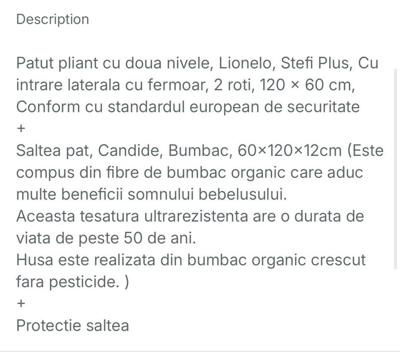 Set pătuț pliant cu saltea și protecție saltea Lionelo