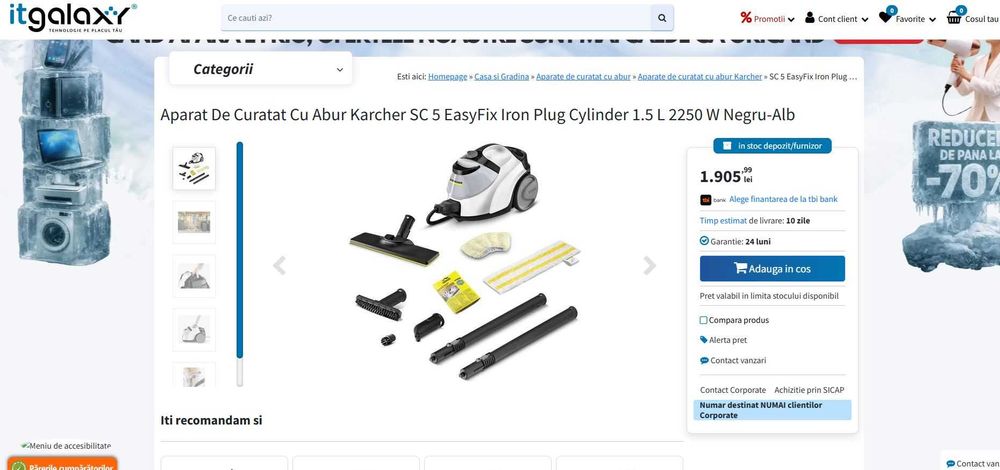 Aparat De Curatat Cu Abur Karcher SC 5 EasyFix Iron Plug Cylinder 1.5L