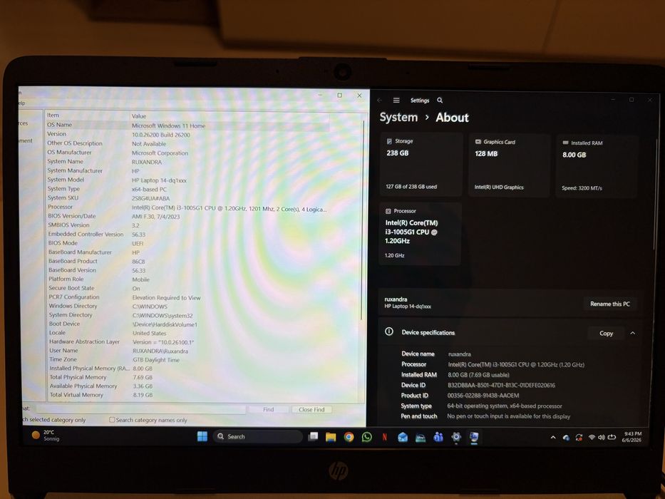 Laptop HP 14" | Intel i3 Gen 10 | Windows 11 Home + Office activat | Mentenanță | Opțiune Upgrade