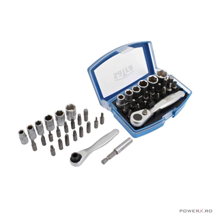 Trusa chei clichet cu tubulare si biti, 1/4", 24 piese, Satra