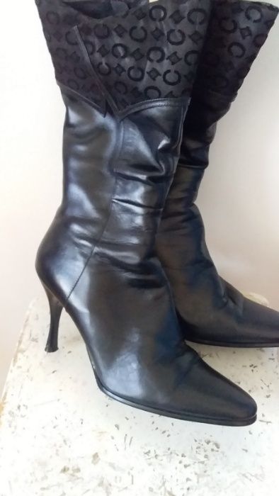 Сапоги черные кожаные новые