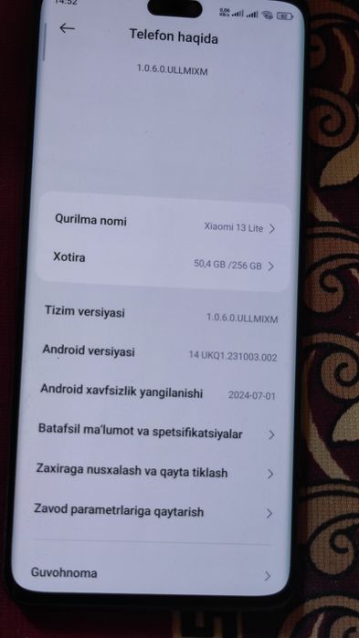 Xiaomi 13 layt srochne sotiladi 2.7 mln