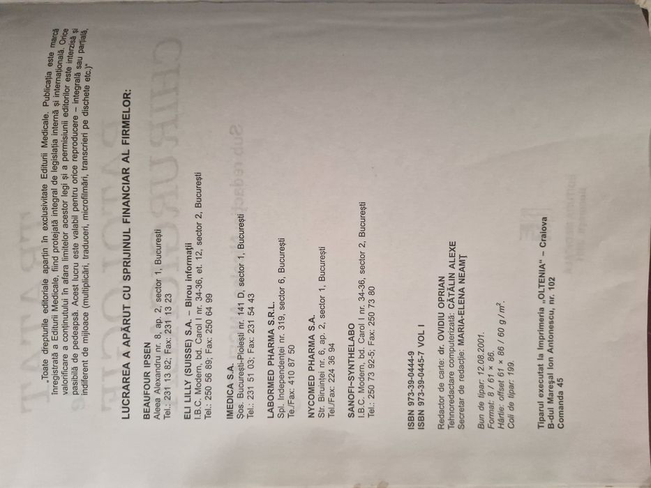 Tratat de Patologie Chirurgicală,  vol 1 și:ol 2