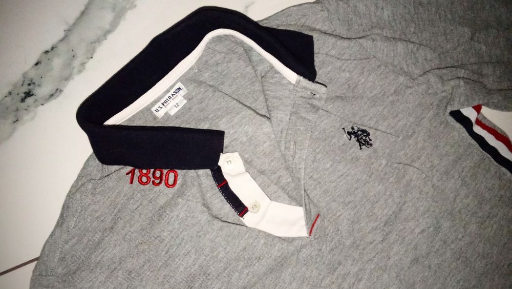Bluza polo U.S. Polo Assn. gri cu mânecă lungă