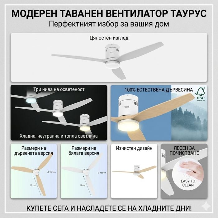 Таванен вентилатор Taurus от серията Polar 3B