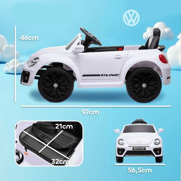 AIYAPLAY Електрическа кола VW Beetle, 3-5 км/ч, с дистанционно управление и музика