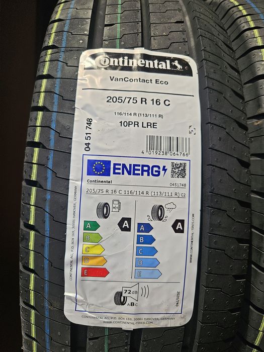 4xAnvelope  Continental  Van Contact Eco 205/75 R16c  116/114
