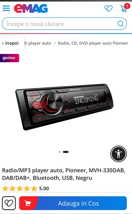 Radio/MP3 player auto, pioneer, sigilat, transport inclus