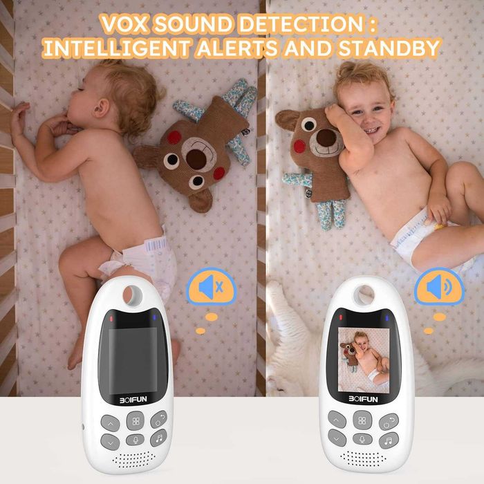 Чисто нов безжичен бебефон BOIFUN VB610 с камера, нощно виждане и ECO/VOX режим (Без Wi-Fi)