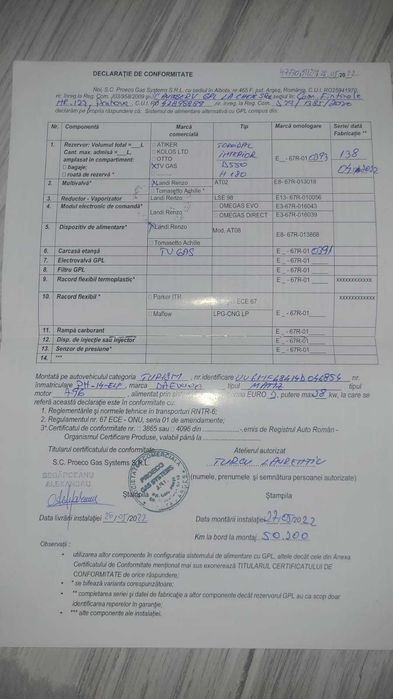 Vind butelie cu instalatie de gaz auto