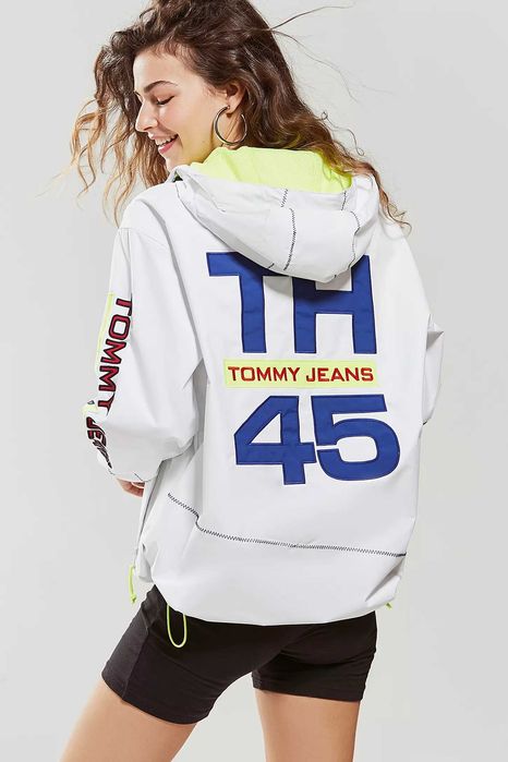Tommy Jeans Оригинално дамско яке пуловер бяло овързайз худи XS