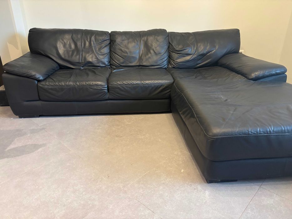 Черен Кожен диван