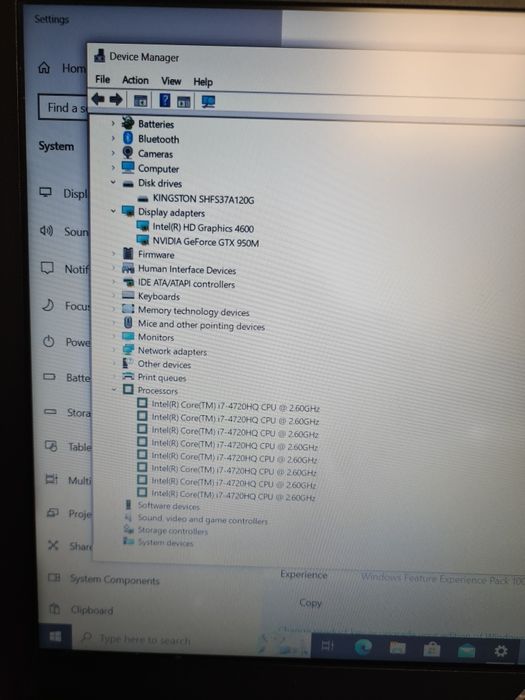 Laptop Asus i7 4th gen 8gb ssd 120gb gtx 950 2gb 15,6"led slim full hd