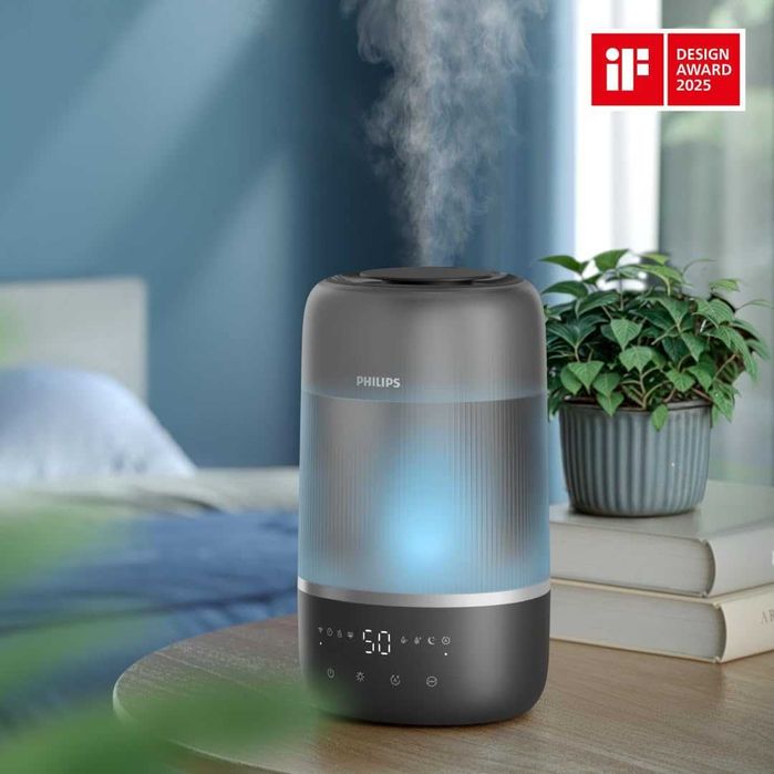 Умен овлажнител Philips компактен, мощен, ароматерапия, до 41кв