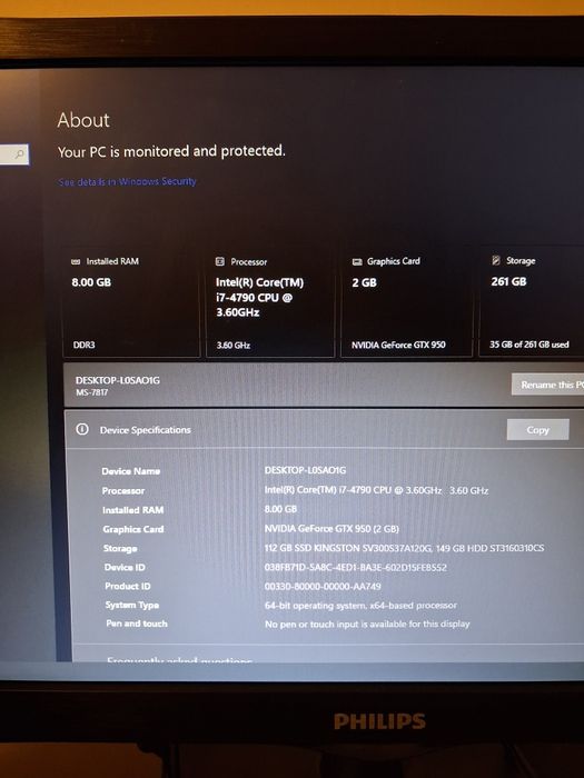 PC gaming cu monitor Philips 20 inch Schimb